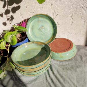 Assiettes à pattes ⌀21 - Set de 6 - "Green aura"