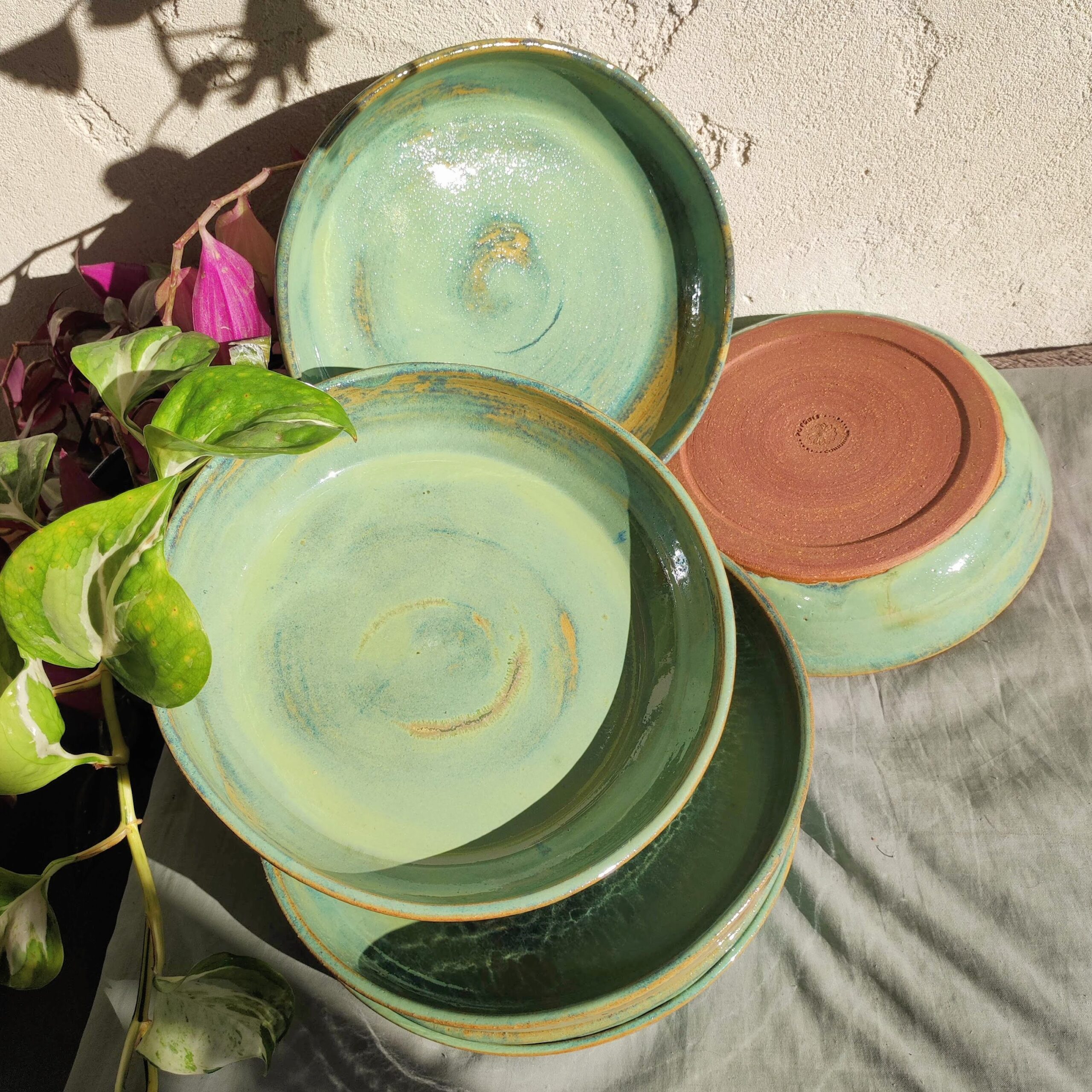 Assiettes à pattes ⌀21 - Set de 6 - "Green aura" – Image 2