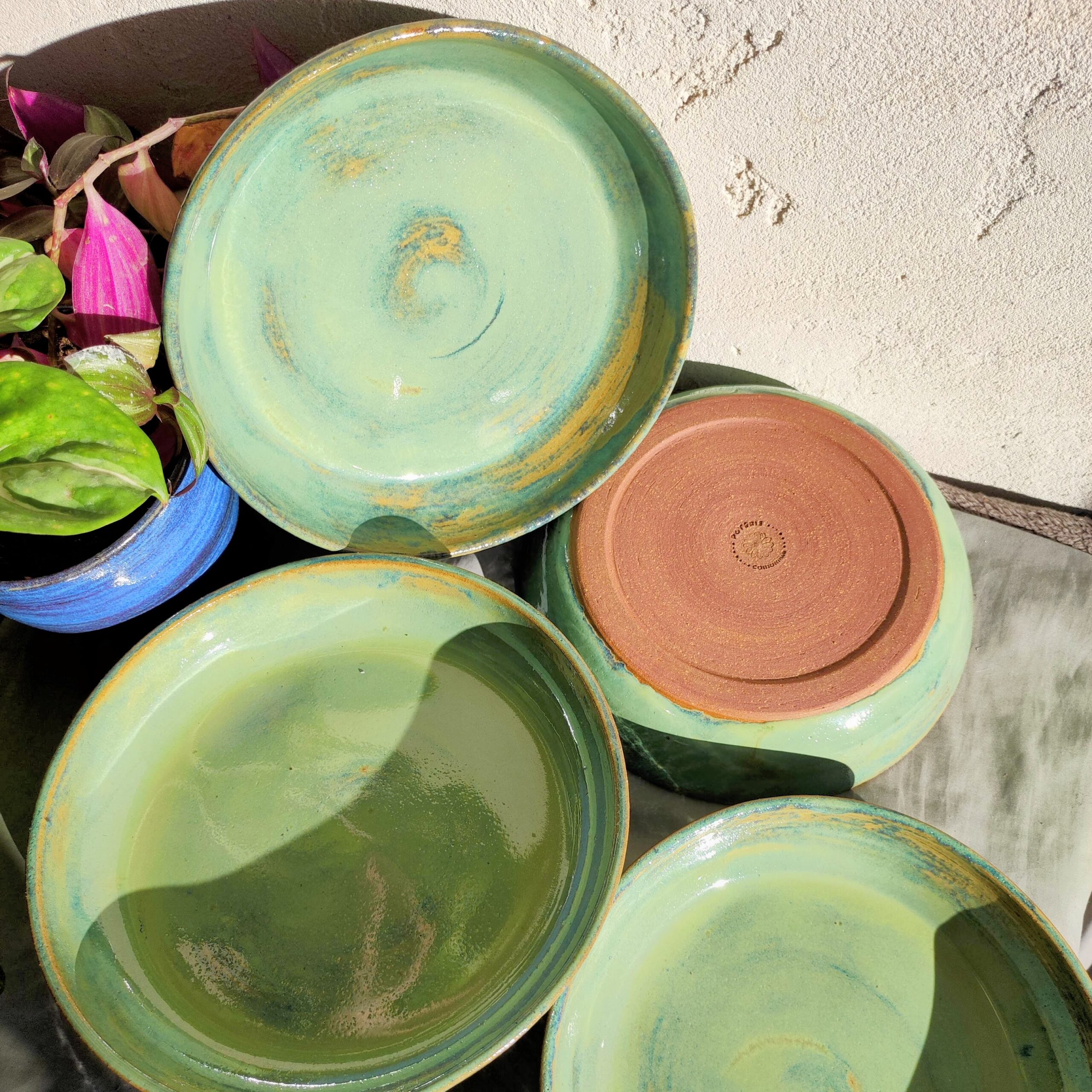 Assiettes à pattes ⌀21 - Set de 6 - "Green aura" – Image 7